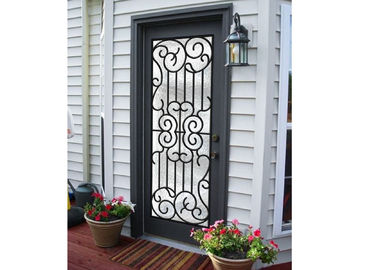 Durable Wrought Iron Glass Inlaid Door , Decorations Wrought Iron Interior Doors